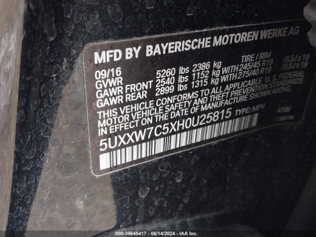 5UXXW7C5XH0U25815 BMW X4 M40i