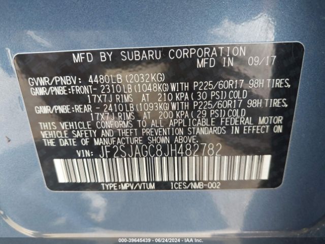 JF2SJAGC8JH482782 Subaru Forester 2.5i Premium
