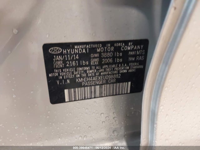 Hyundai Elantra Limited 2014 KMHDH4AEXEU098882 Image 9