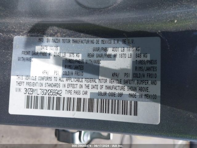 3MZBM1L78GM268942 Mazda Mazda3 I Touring