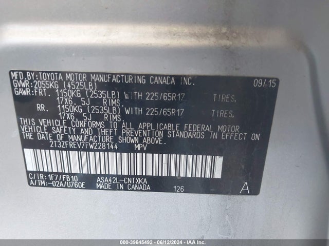 Toyota RAV4 LE 2015 2T3ZFREV7FW228144 Image 9