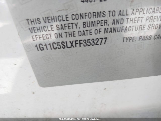 Chevrolet MALIBU 1LT 2015 1G11C5SLXFF353277 Image 9