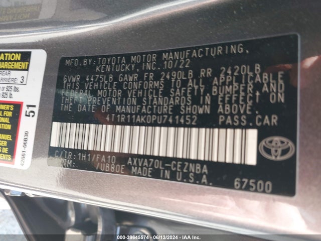 Toyota CAMRY LE 2023 4T1R11AK0PU741452 Image 9