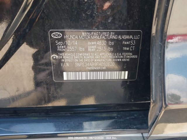5NPE34AB9FH082620 Hyundai Sonata Sport 2.0t