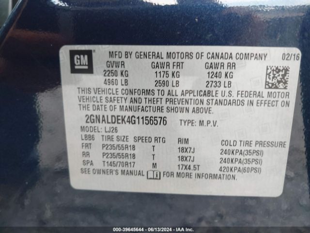 2GNALDEK4G1156576 Chevrolet Equinox Ltz