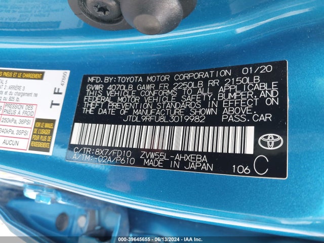 Toyota Prius Le Awd-e 2020 JTDL9RFU8L3019982 Image 9