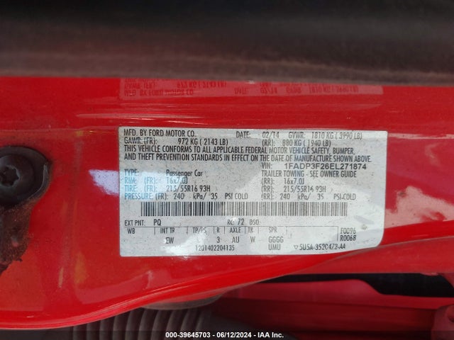 Ford FOCUS SE 2014 1FADP3F26EL271874 Image 9