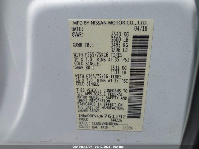 Nissan Frontier Pro-4x 2018 1N6AD0EV4JN761192 Image 17