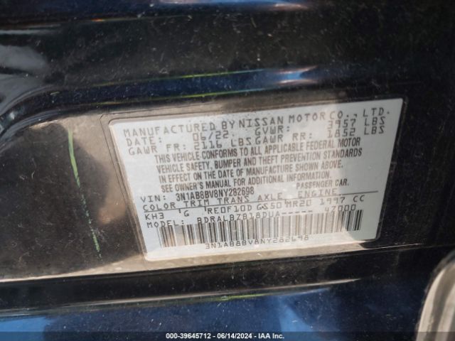 3N1AB8BV8NY282698 Nissan Sentra S Xtronic Cvt