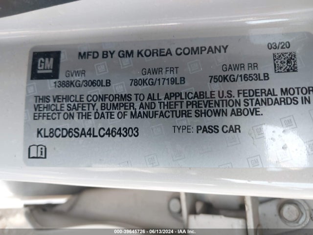 Chevrolet Spark Fwd 1lt Automatic 2020 KL8CD6SA4LC464303 Image 9