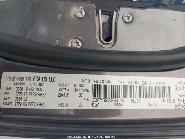 1C6RR7MT8GS392483 RAM 1500 Sport