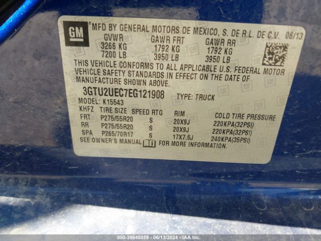 3GTU2UEC7EG121908 GMC Sierra 1500 Sle