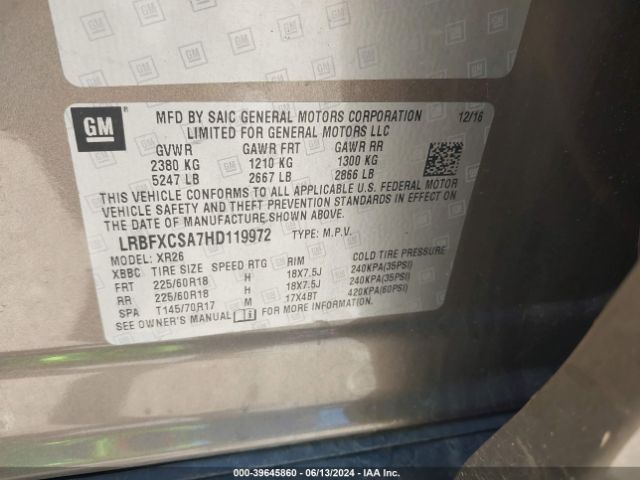 LRBFXCSA7HD119972 Buick Envision Preferred