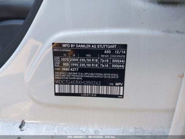 Mercedes-Benz GLA 250 2017 WDCTG4EBXHJ350262 Image 9