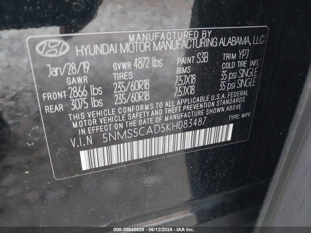 Hyundai Santa Fe Ultimate 2019 5NMS5CAD5KH083487 Image 9