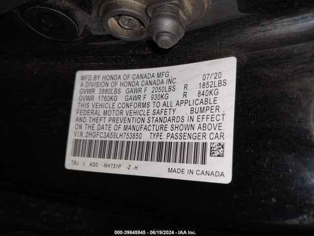 Honda CIVIC SI COUPE 2020 2HGFC3A59LH753850 Image 9
