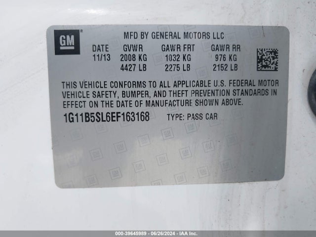 Chevrolet Malibu 1ls 2014 1G11B5SL6EF163168 Image 9
