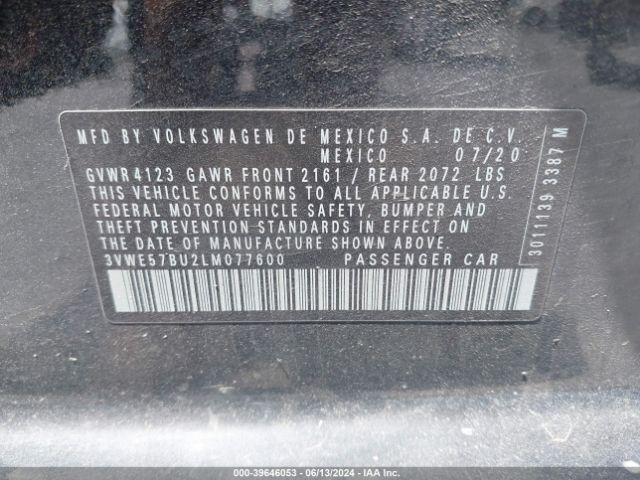 3VWE57BU2LM077600 Volkswagen Jetta 1.4t Sel