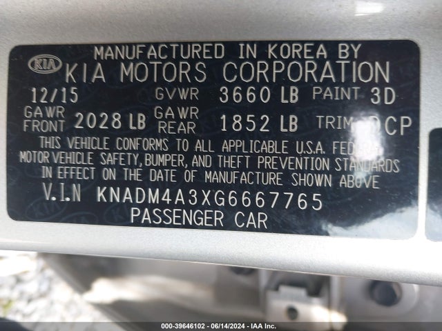 KIA RIO LX 2016 KNADM4A3XG6667765 Image 9