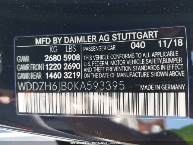 WDDZH6JB0KA593395 Mercedes-Benz E 450 4matic