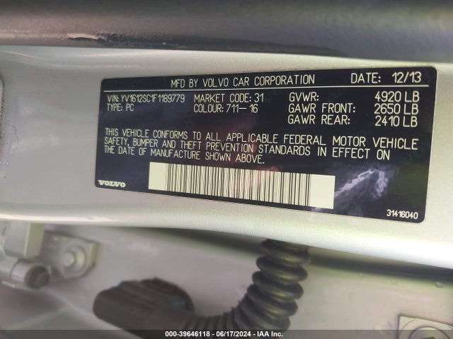 YV1612SC1F1189779 Volvo V60 T5 Premier Plus