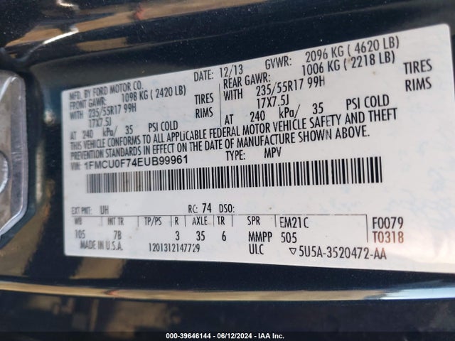 Ford ESCAPE S 2014 1FMCU0F74EUB99961 Image 9