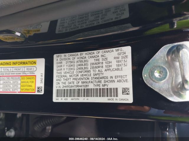 2HKRS4H70RH470281 Honda Cr-v Ex-l Awd