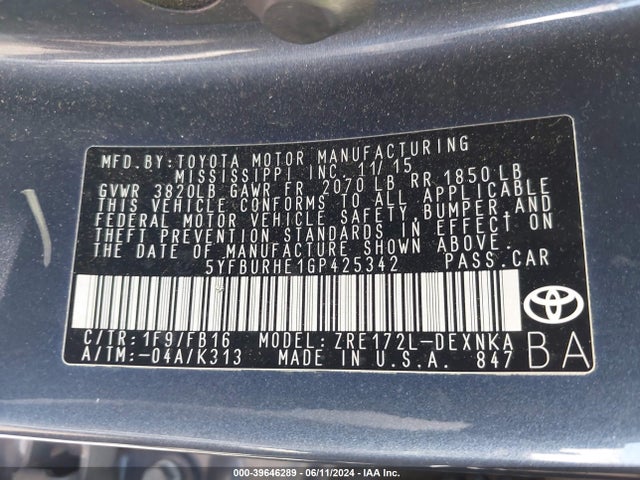 Toyota Corolla Le Plus 2016 5YFBURHE1GP425342 Image 9