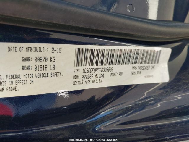 1C3CDFDH5FD300000 Dodge Dart Aero