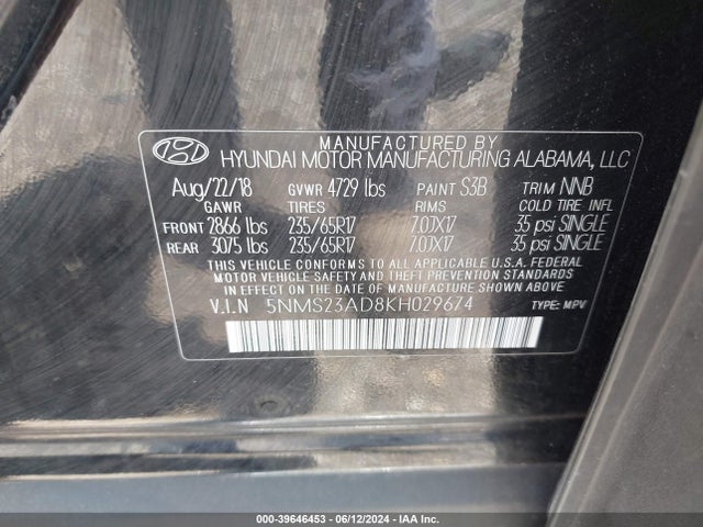 Hyundai Santa Fe Se 2019 5NMS23AD8KH029674 Image 9