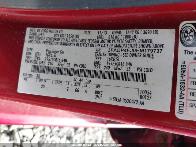 Ford FIESTA SE 2014 3FADP4EJ0EM179737 Image 9
