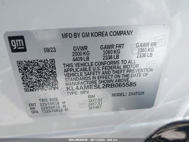 KL4AMESL2RB065585 Buick Encore Gx Sport Touring Awd