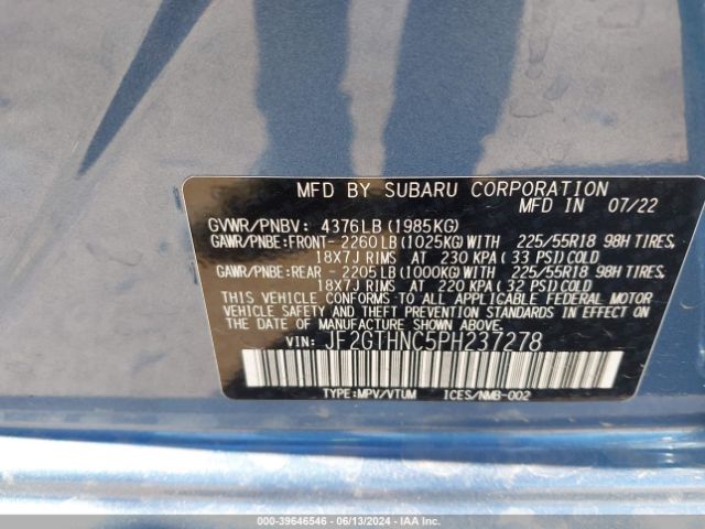 JF2GTHNC5PH237278 Subaru Crosstrek Limited