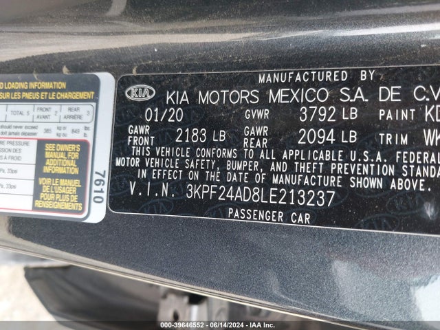 KIA Forte Lxs 2020 3KPF24AD8LE213237 Image 9