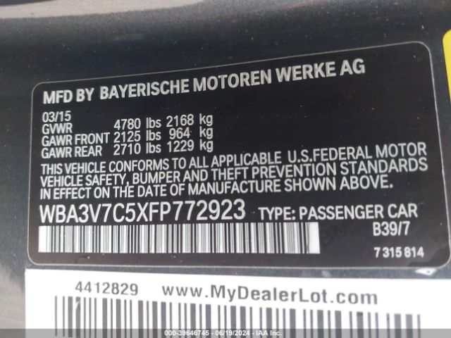 WBA3V7C5XFP772923 BMW 428i