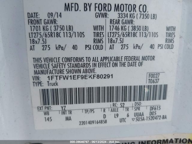 2014 FORD F-150 1FTFW1EF9EKF80291 Photo 8