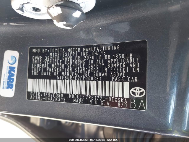 Toyota Corolla S Plus 2015 5YFBURHE2FP300381 Image 9