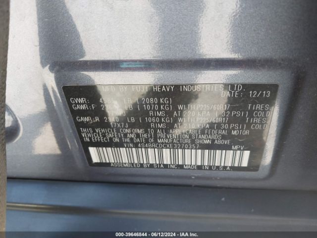 4S4BRCDCXE3270357 Subaru Outback 2.5i Premium