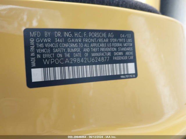 2002 PORSCHE BOXSTER WP0CA29842U624877 Photo 8