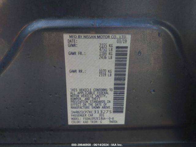 1N4BZ1CP7KC313275 Nissan Leaf Sv Plus