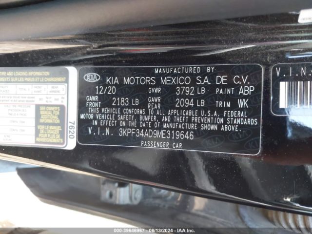 3KPF34AD9ME319646 KIA Forte Gt-line