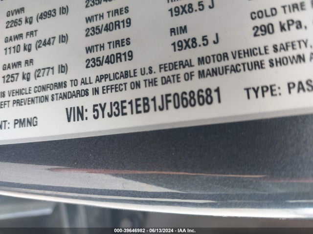 5YJ3E1EB1JF068681 Tesla Model 3 Long Range/performance