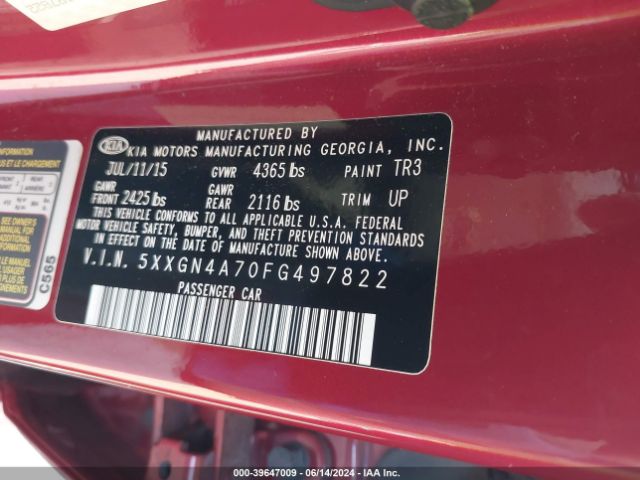 5XXGN4A70FG497822 KIA OPTIMA EX