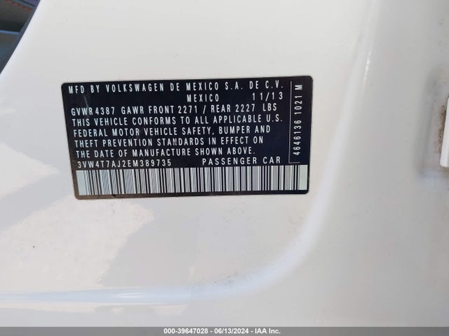 3VW4T7AJ2EM389735 Volkswagen Jetta Gli Autobahn W/nav