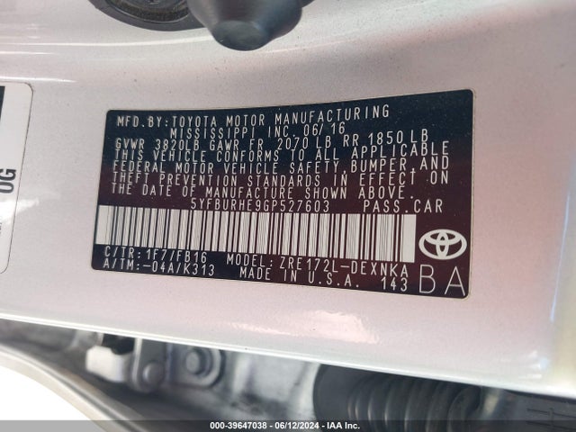Toyota COROLLA LE 2016 5YFBURHE9GP527603 Image 9