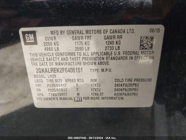 2GKALREK2F6406151 GMC Terrain Sle-2