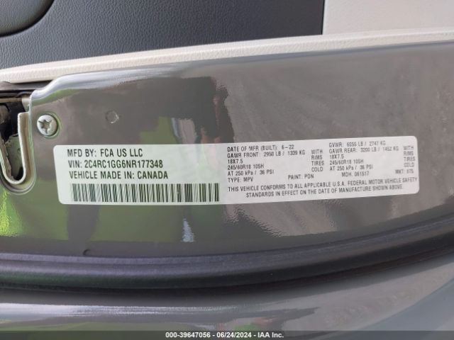 2C4RC1GG6NR177348 Chrysler Pacifica Limited