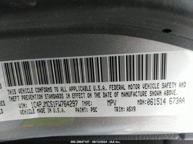 1C4PJMCS1FW764297 Jeep Cherokee Latitude Altitude