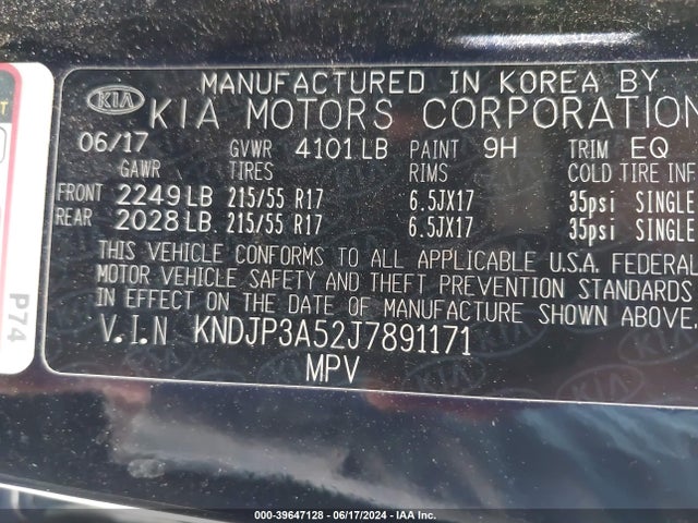 KIA SOUL + 2018 KNDJP3A52J7891171 Image 9