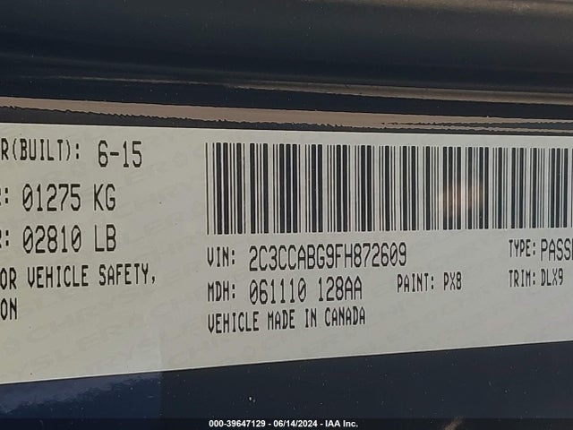 Chrysler 300 300s 2015 2C3CCABG9FH872609 Image 9